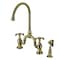 Kingston Brass Bridge Kitchen Faucet with Brass Sprayer, Antique Brass KS7793TXBS - alternate 1